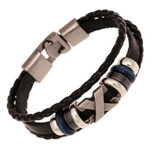 Quality Leather X Bracelet Steel Clasp Jewelry lb1